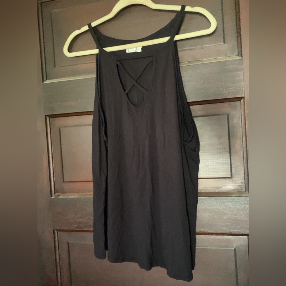 Black tank top with criss cross tank top